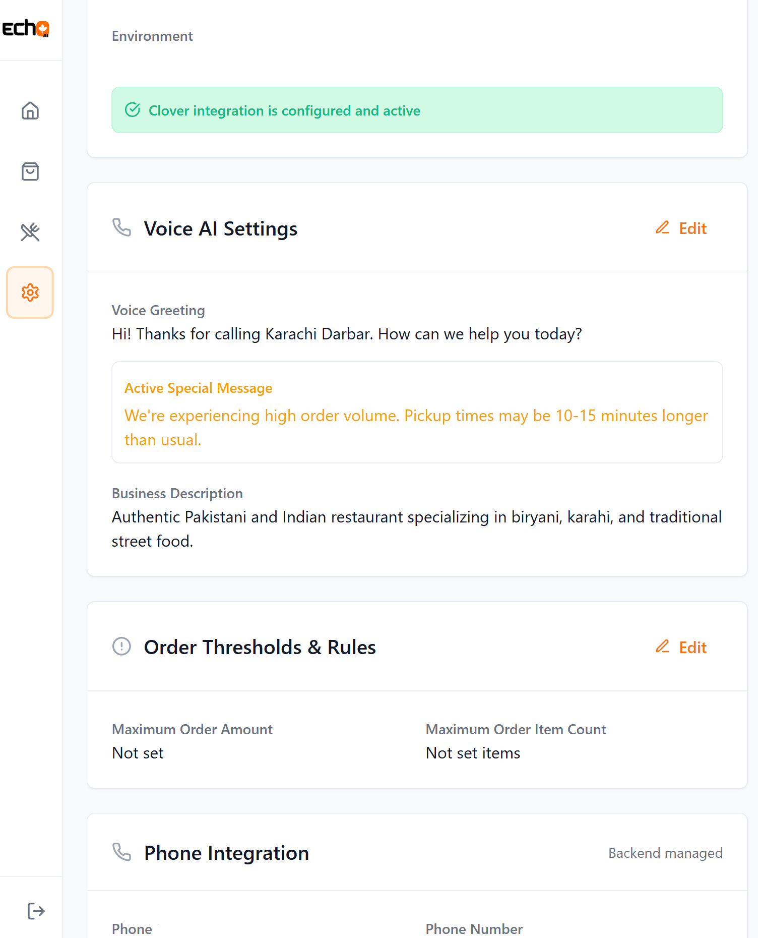Orders dashboard